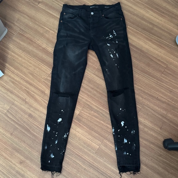 Men's Black Distressed Skinny Pants